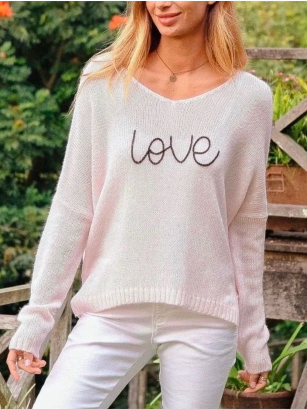 Wooden Ships Cream Knit Sweater (White) (picture is only to get the fit idea.)